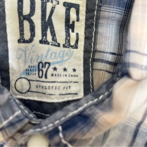 Buckle Pearl Snap Front Plaid Long Sleeve Shirt L - Picture 2 of 5